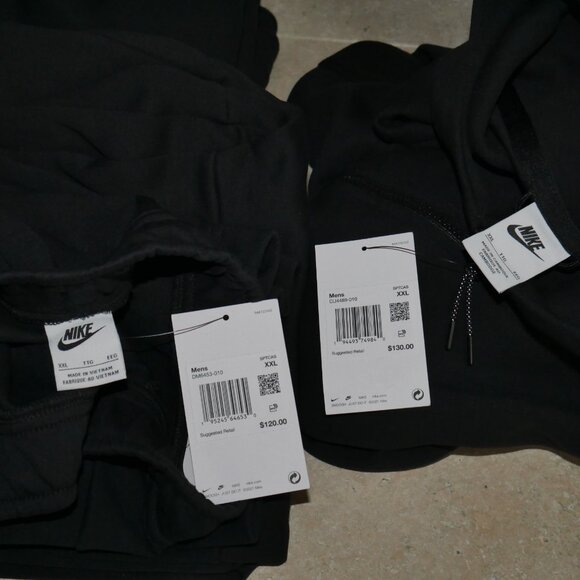 Nike Tech Fleece Men's 2 PC Tracksuit Size 2XL Matching Sweatsuit Black Outfit - Picture 12 of 12